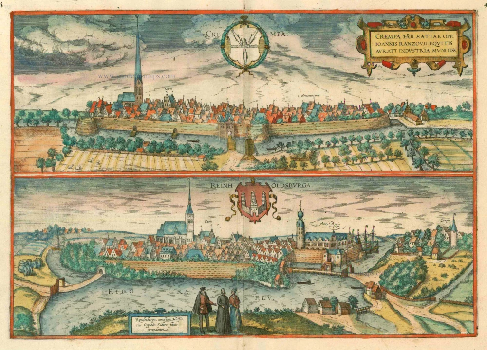 Crempa Holsatiae Opp. ... [on sheet with] Reinholdsburga - Rendesburga ..