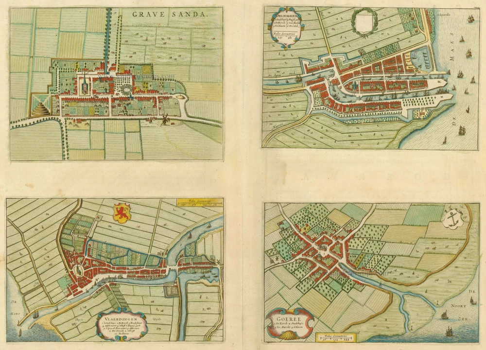 Gravenzande - Delfshaven - Vlaardingen - Goeree, by Joan Blaeu.