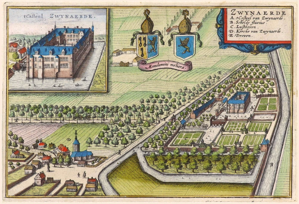 Zwijnaarde by Antonius Sanderus, published by Joan Blaeu.