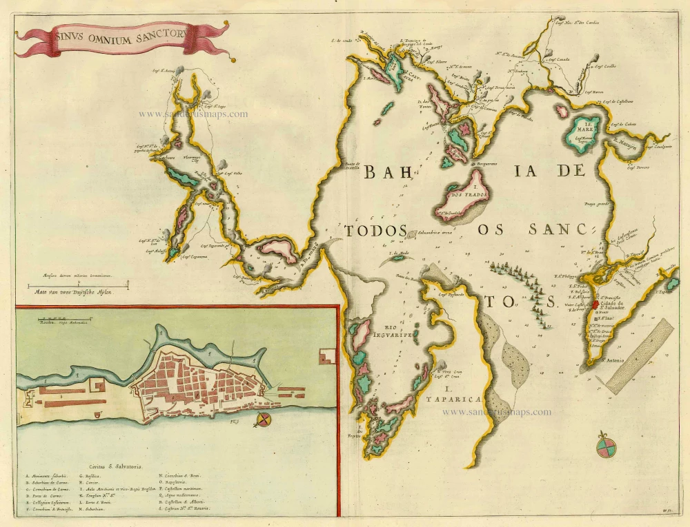 Bahia de Todos los Sanctos, by J. Blaeu.