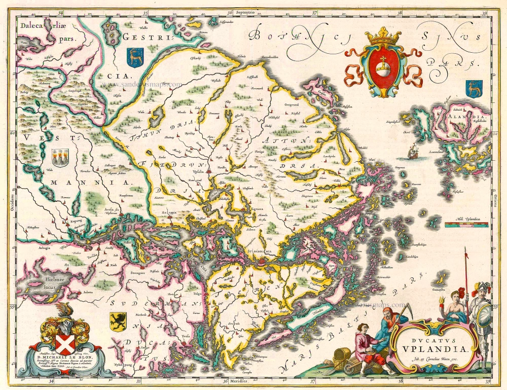 Uppland (Sweden), by Joan Blaeu.