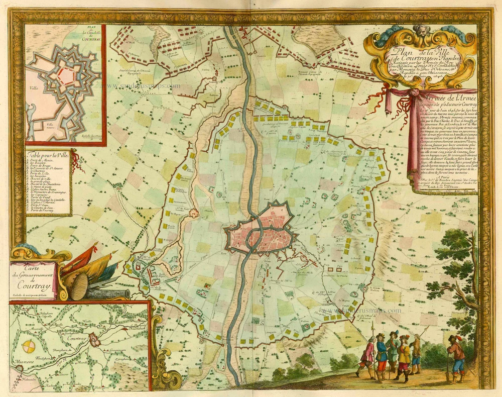 Plan de la Ville de Courtray en Flandre, ...