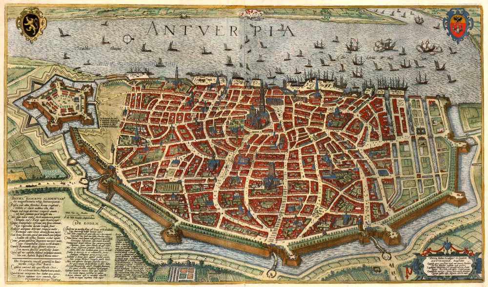 Antique map - plan of Antwerp by Braun & Hogenberg
