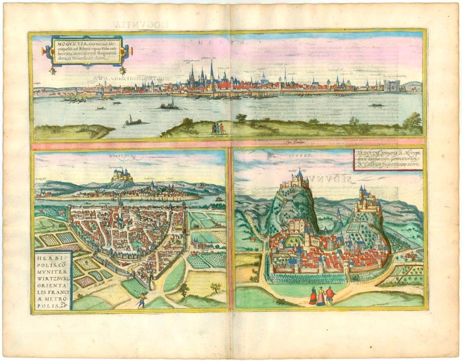 Mainz, Würzburg and Sitten, by Georg Braun and Frans Hogenberg.