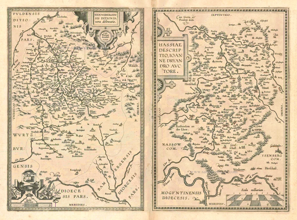 Henneberg & Hessen, by A. Ortelius.
