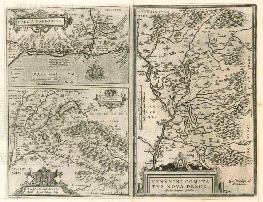Languedoc, Savoie and Venaissin, by Ortelius A.