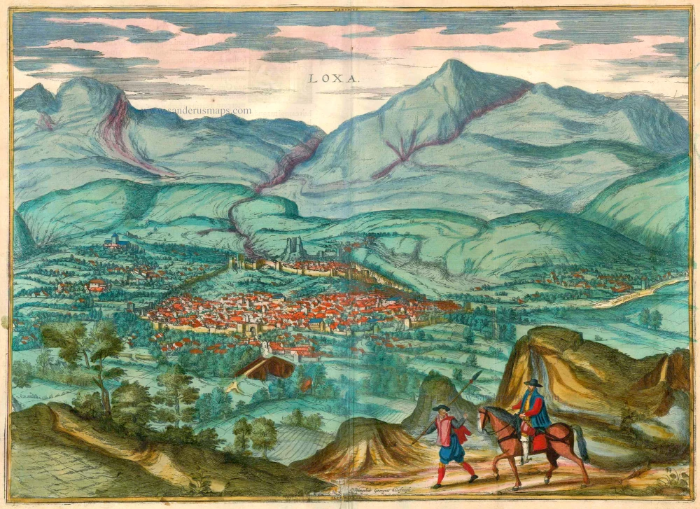 Loja, by Georg Braun and Frans Hogenberg, after G. Hoefnagel.