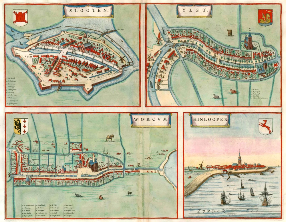 Sloten - IJlst - Workum - Hindeloopen, by Joan Blaeu.