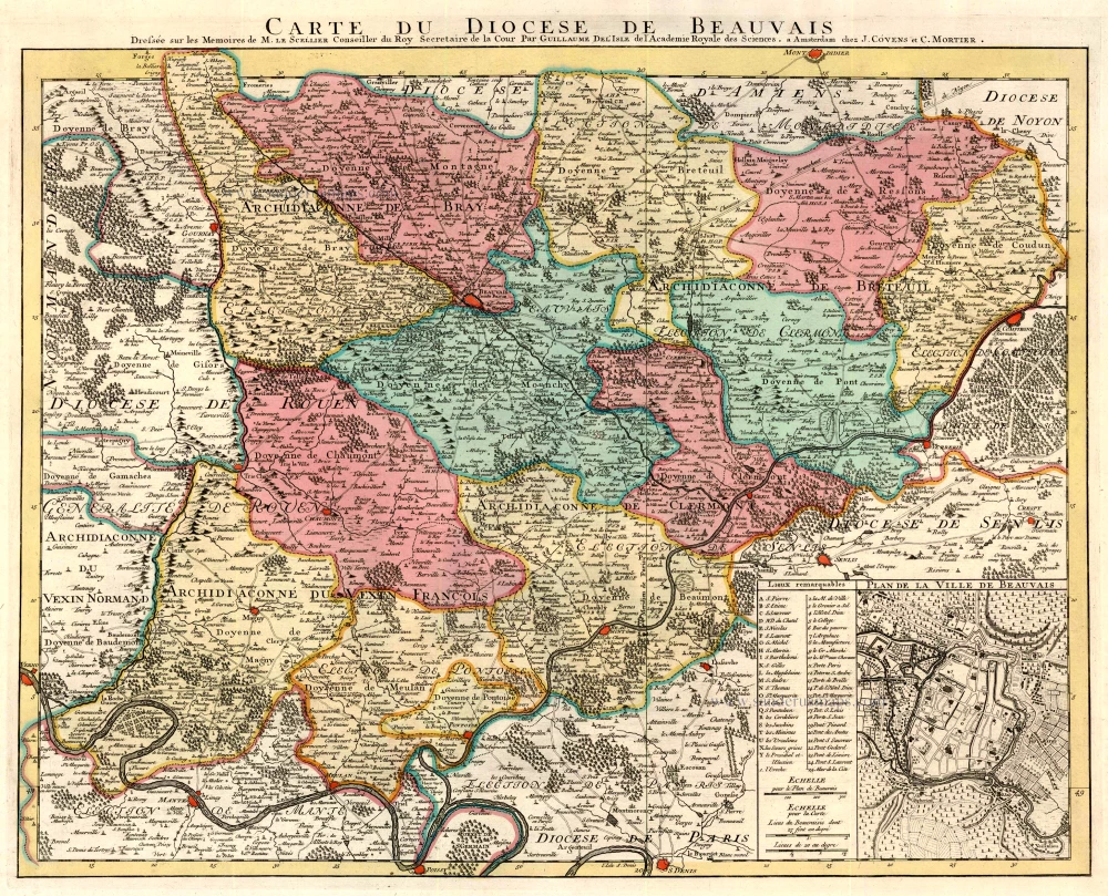Picardy - Beauvais by Guillaume Delisle, published by Covens & Mortier.