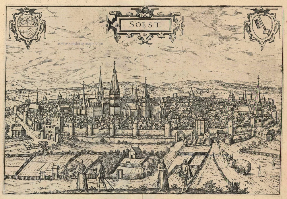 Bird's-eye view of Soest by Braun and Hogenberg.