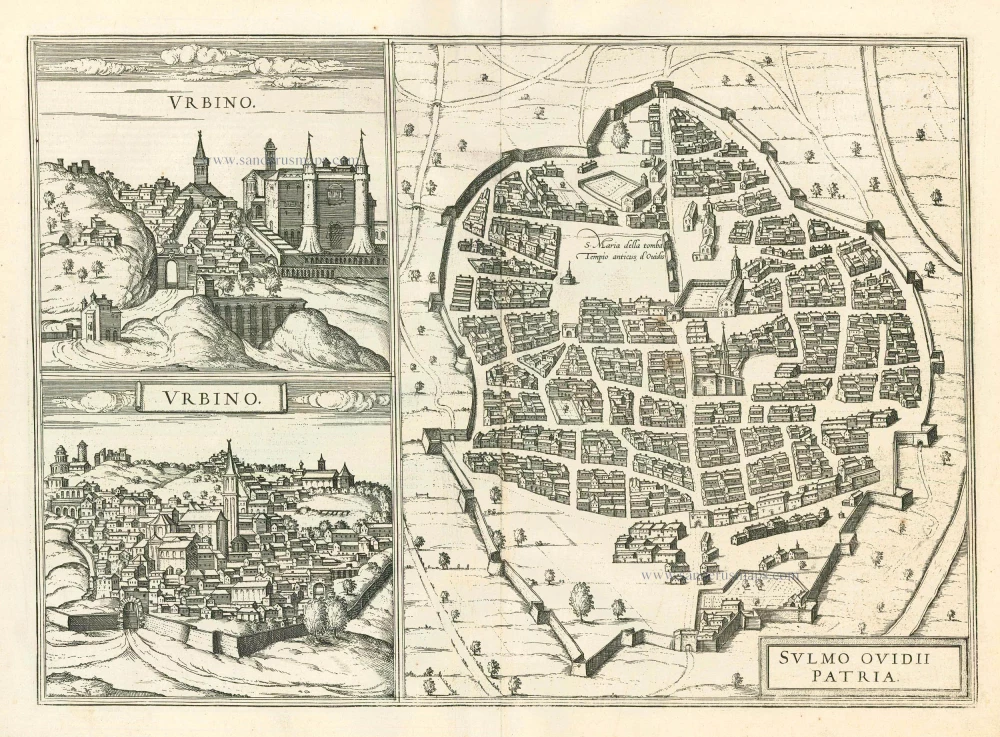 Urbino and  Sulmona, by Braun and Hogenberg.