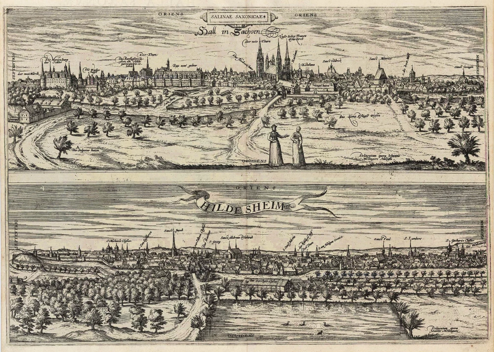 Salinae Saxoniae. Hall in Sachsen [on sheet with:] Hildesheim