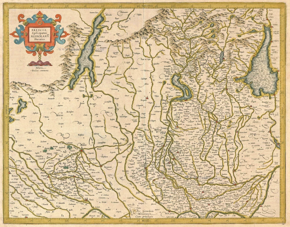 Brescia - Milano, by Gerard Mercator.