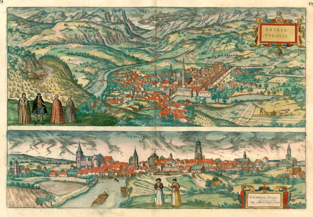 Brixen - Brixia Tyrolis [on sheet with] Laugingen - Laubinga Sueviae Opp. Alberti Magni Patria.