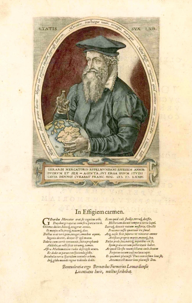 Portrait of Gerard Mercator, engraved by Franz Hogenberg.