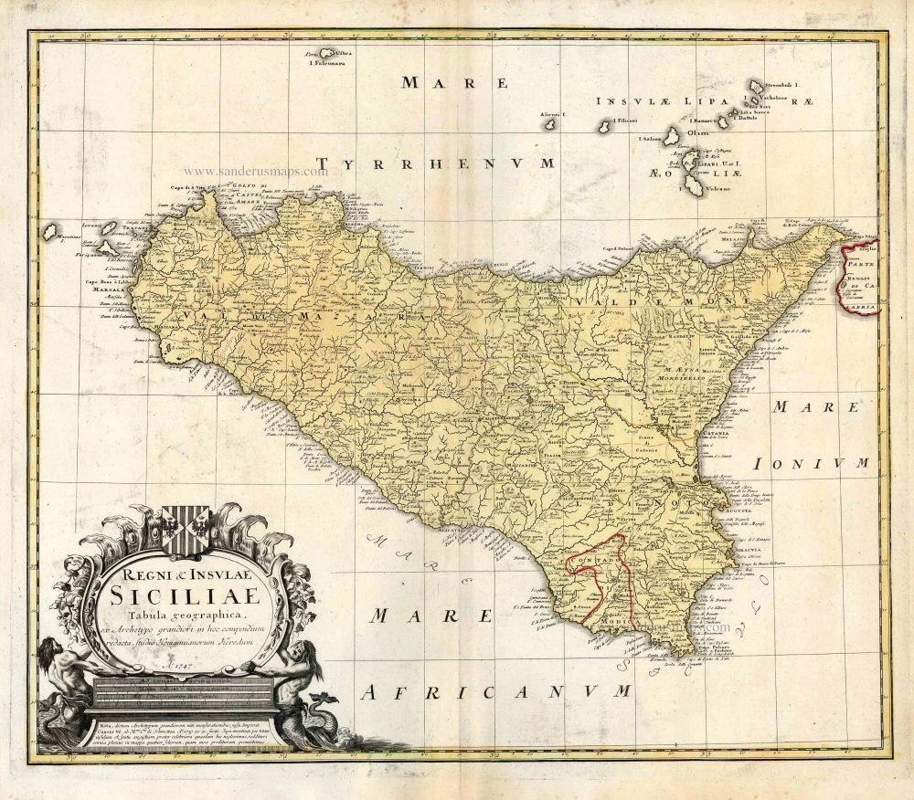 Sicily, by Homann Heirs.