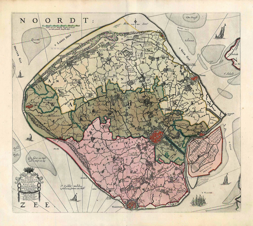 Nieuwe Kaart van het Eiland Walcheren zynde het vermakelykste gedeelte van het Graafschap van Zeeland ...