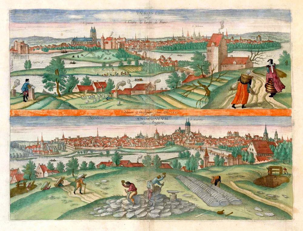 Tours and Angers, by Georg Braun and Frans Hogenberg.