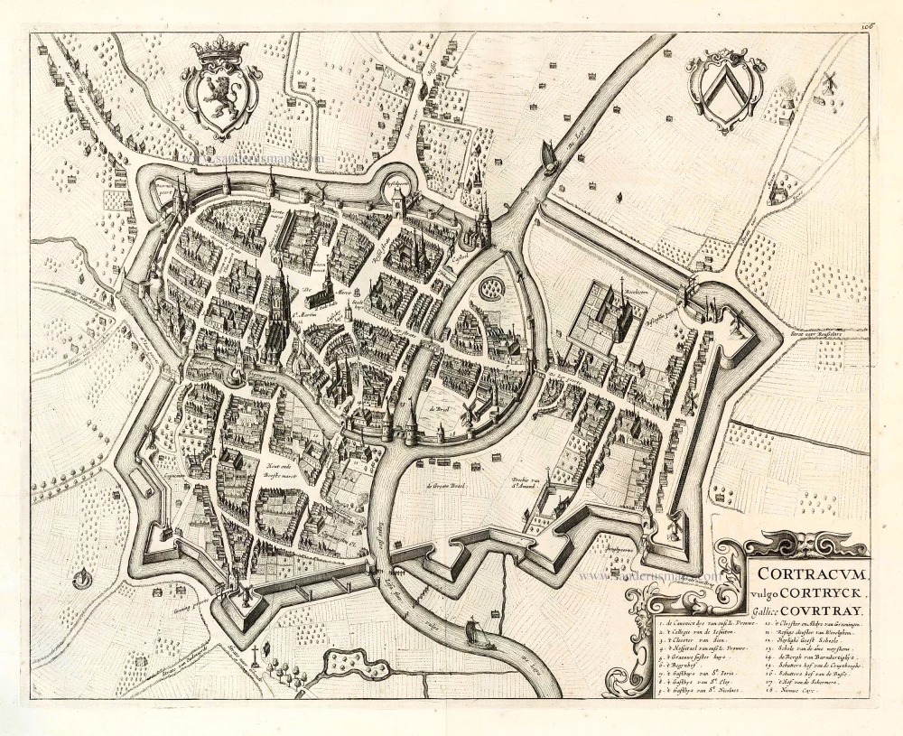 Kortrijk, by Joannes Janssonius.