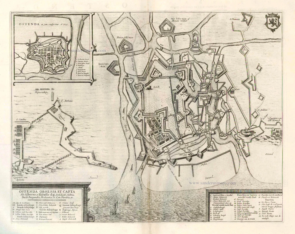 Ostend (Oostende) by Antonius Sanderus, published by Joan Blaeu.