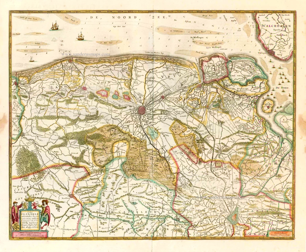 Pars Flandriae Orientalis; Franconatum, insulam Cadsant etc. Civitatesq. Gandavum, Brugas, Slusam, Oostendam aliasq. continens.