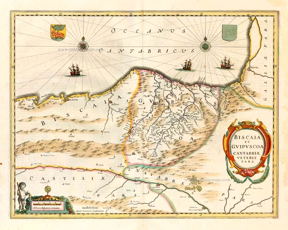Vizcaya - Guipuzcoa, by Johannes Janssonius.
