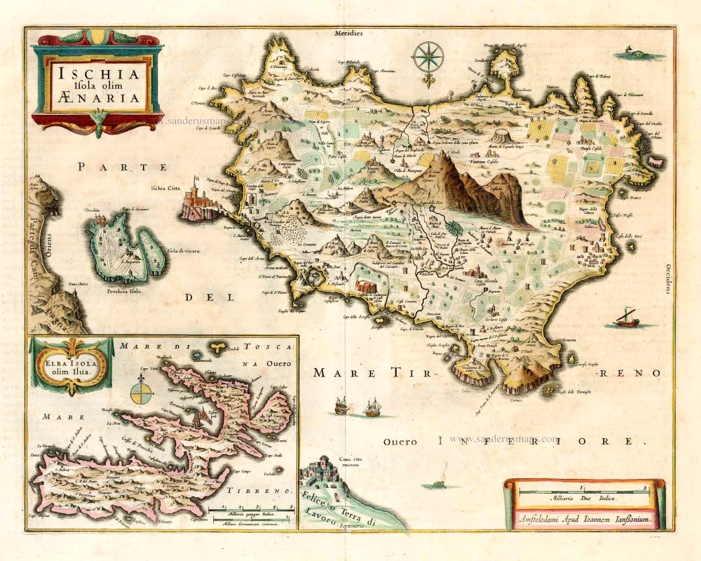 Ischia and Elba, by Johannes Janssonius.
