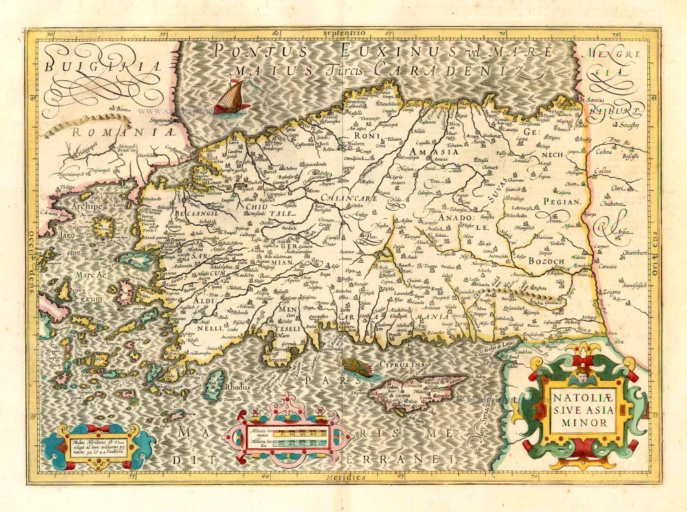 Turkey & Cyprus, by Jodocus Hondius.