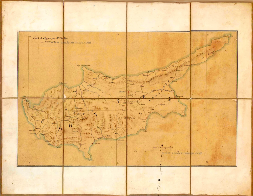 Manuscript map of Cyprus,  by Caillier.