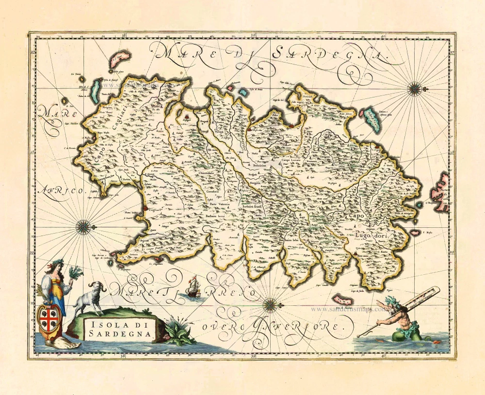Sardegna, by Joan Blaeu.