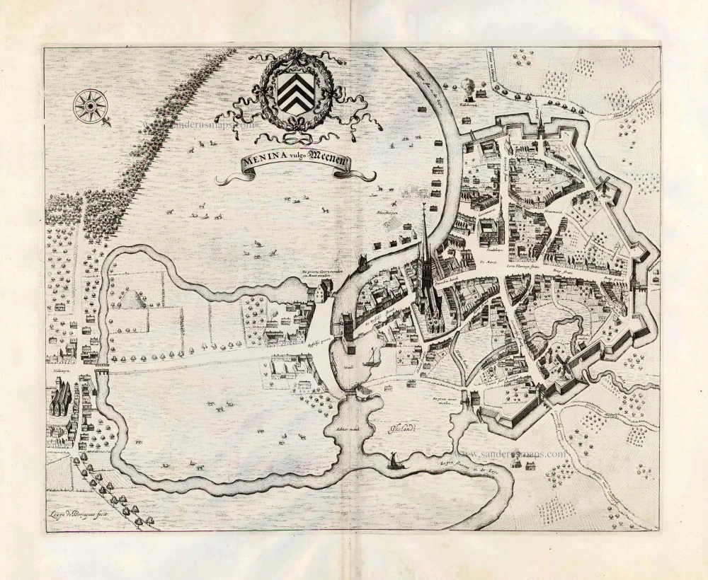 Menen, by Antonius Sanderus, published by Joan Blaeu.