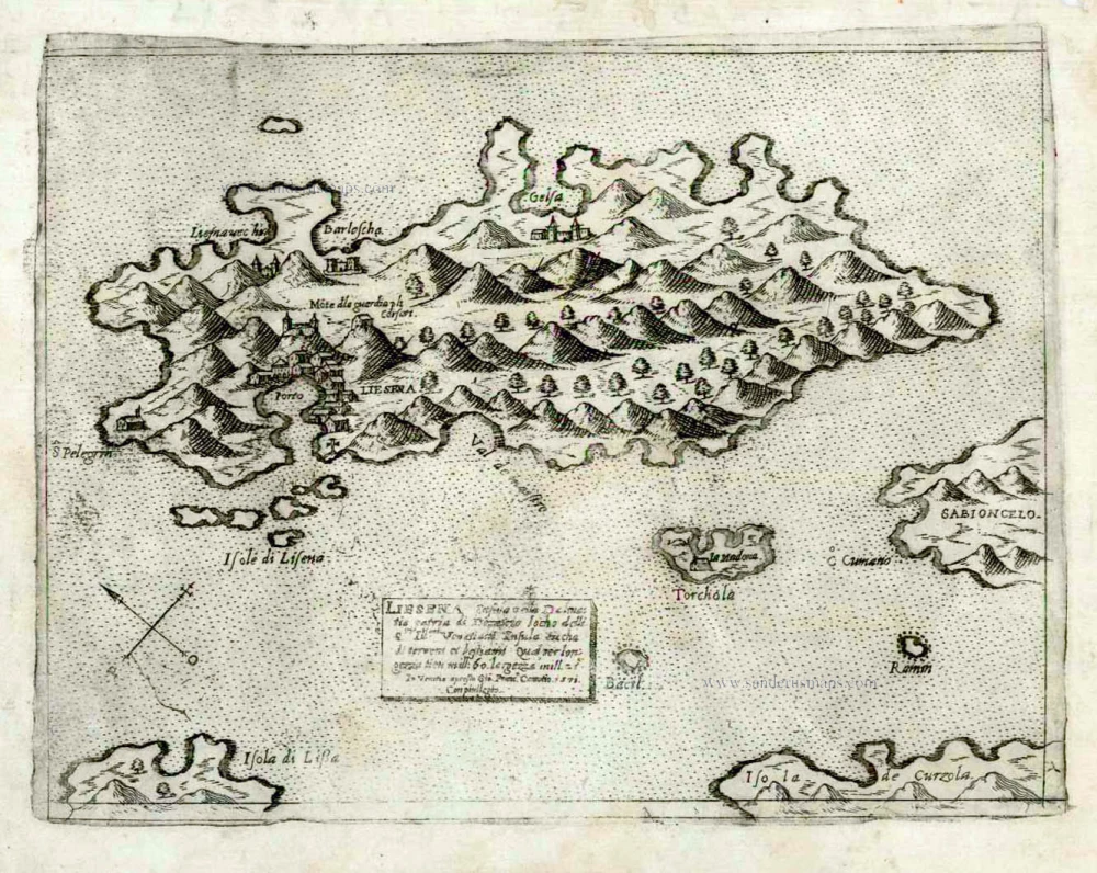 Liesena insula della Dalmatia patria di Demetrio loco delli Ill.mi Si.ri Venetiani riccha di terra et de bestiami Qual per longezze tien mill. 60 largezza mill 25.