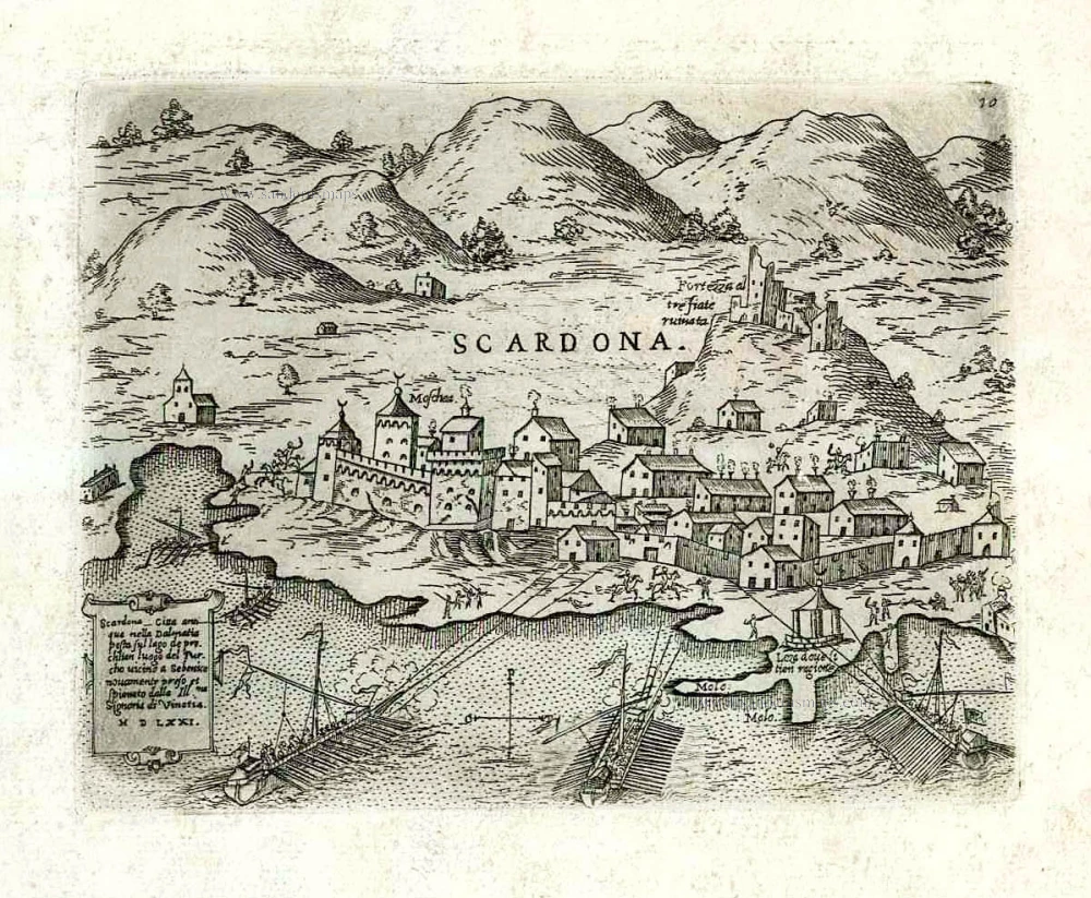 Scardona citta antiqua nella Dalmatia posta su lago de pruchlian luogo del Turcho vicino a Sebenico ...