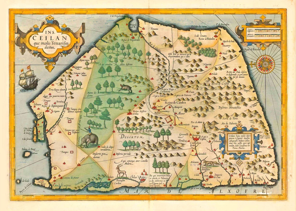 Sri Lanka (Ceylon) by Jodocus Hondius.