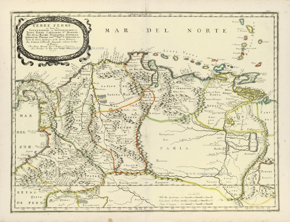 Northern South America by Nicolas Sanson.