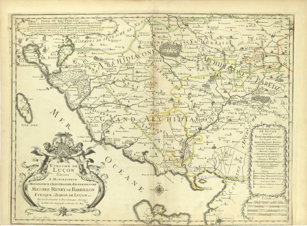 Partie du Bas Poictou où sont Parties des Seneschaussées de Poictiers et de Fontenay le Comte. Evesché de Luçon.