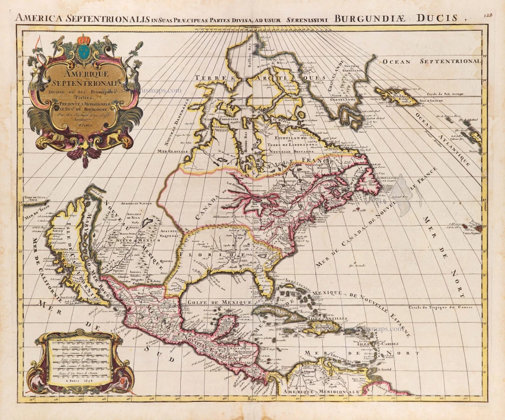 North America, by Nicolas Sanson, published by Pierre Mortier after A.H. Jaillot.