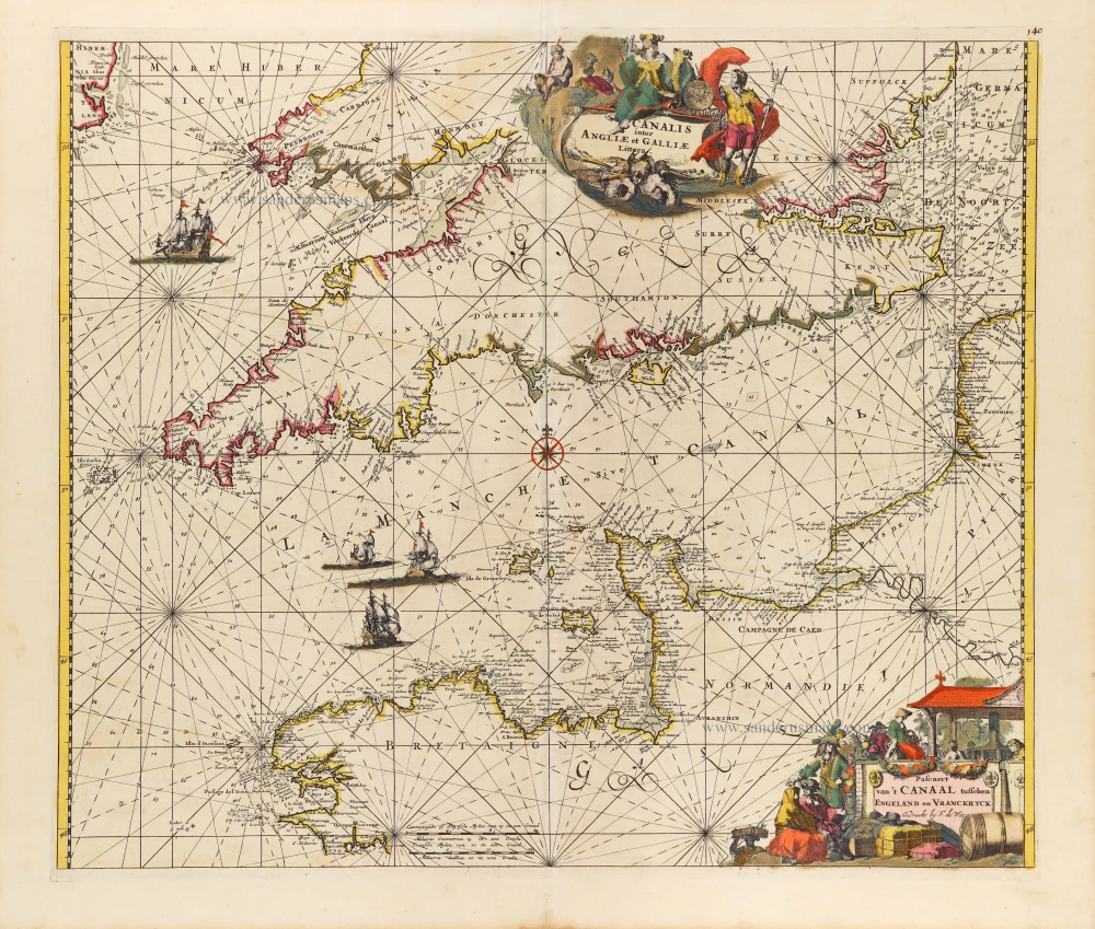 Canalis inter Angliae et Galliae Littera. - Pascaert van 't Canaal tusschen Engeland en Vranckryck.