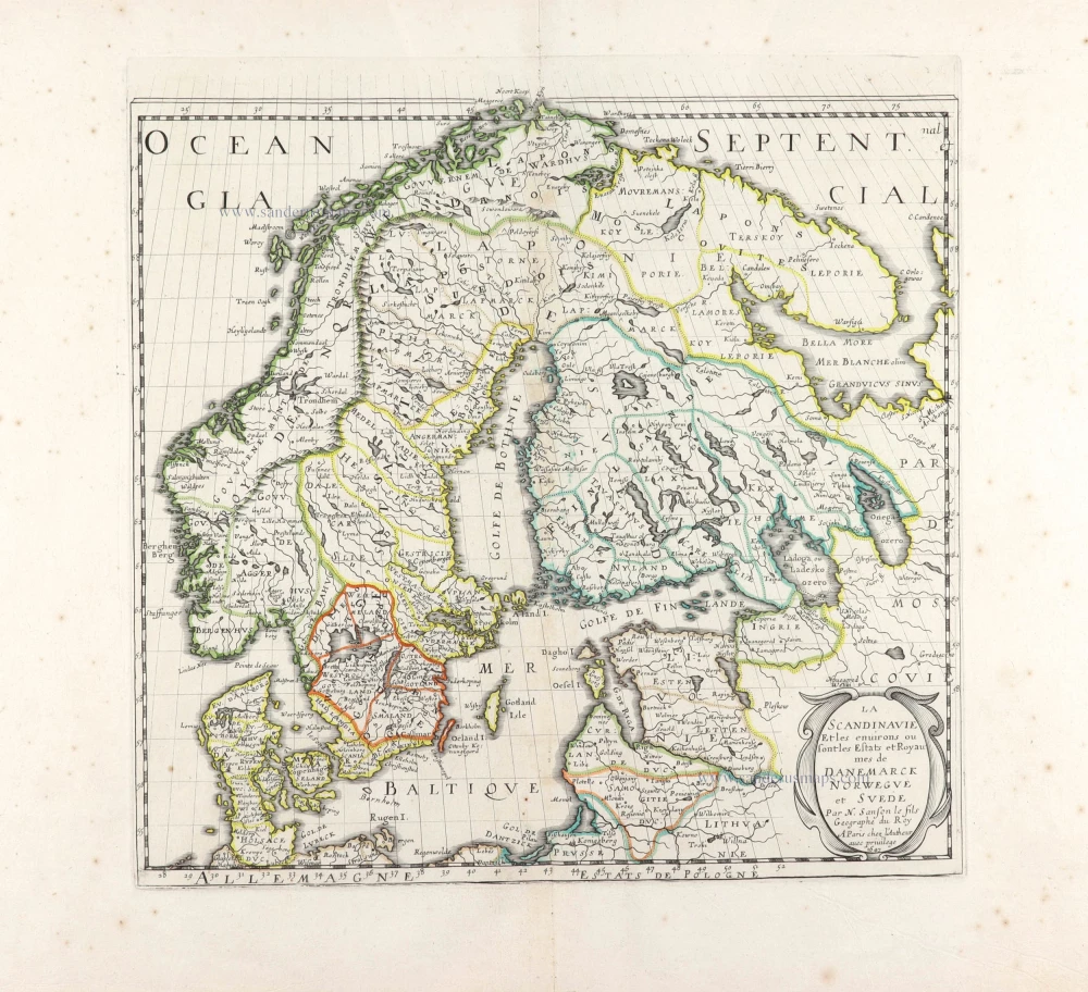 La Scandinavie et les environs ou sont les Estats et Royaumes de Danemarck Norwegue et Suede.