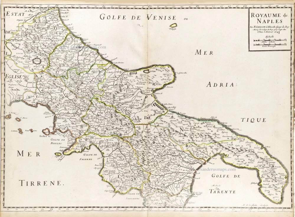 Kingdom of Naples (Napoli) by Nicolas Sanson.
