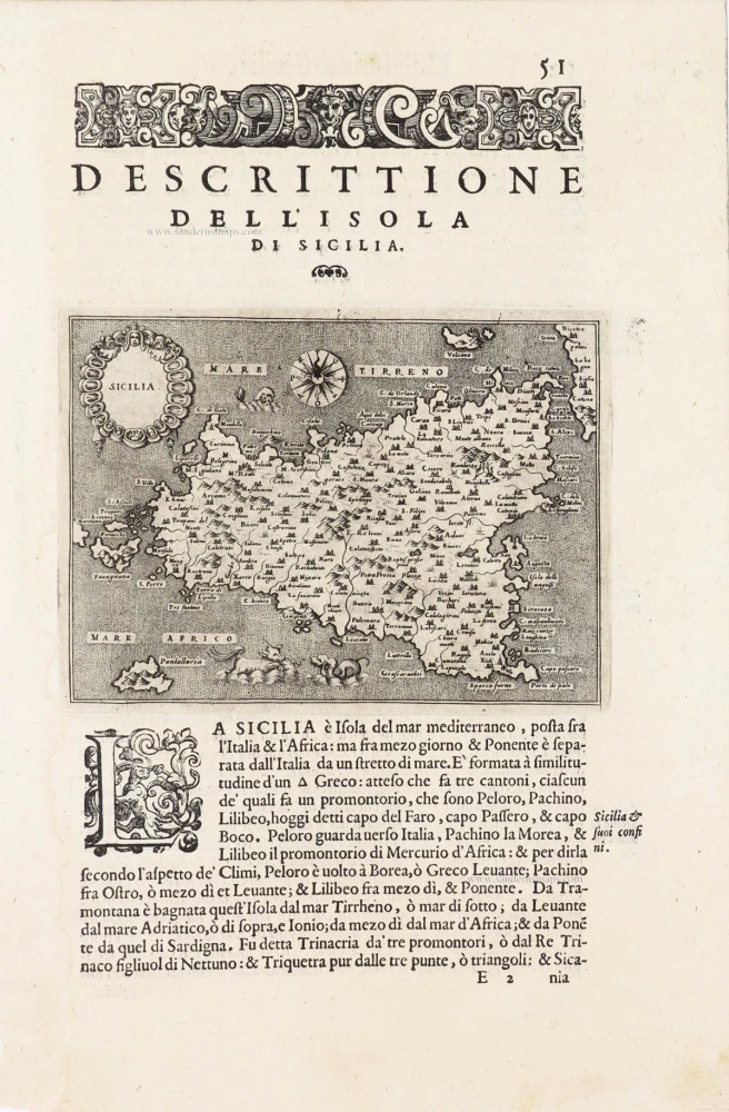 Sicily (Sicilia) by Thomaso Porcacchi.