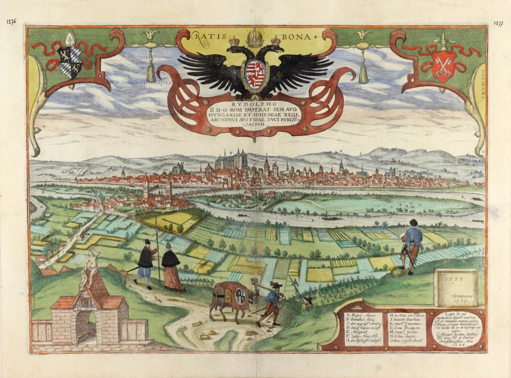 Regensburg by Georg Braun & Frans Hogenberg.