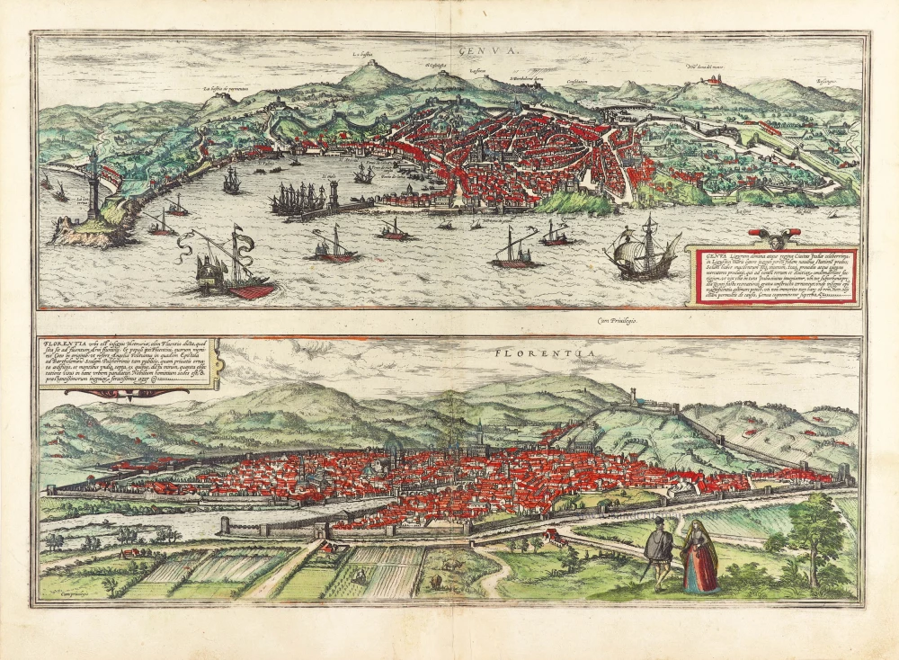 Genua and Florence by Georg Braun & Frans Hogenberg