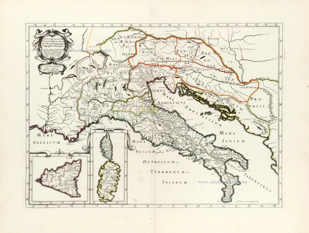 Ancient Italy (Italia) & Dalmatia by Melchior Tavernier.