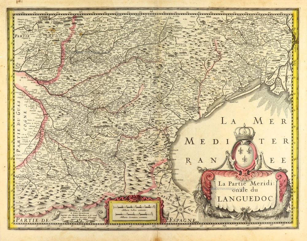 Languedoc (South) by Henricus Hondius.