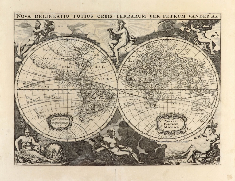 World by Pieter Van der Aa - double hemisphere.