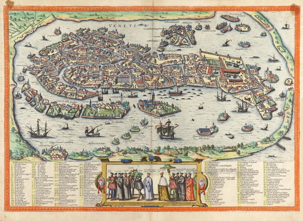 Venice (Venezia) by Georg Braun & Frans Hogenberg.