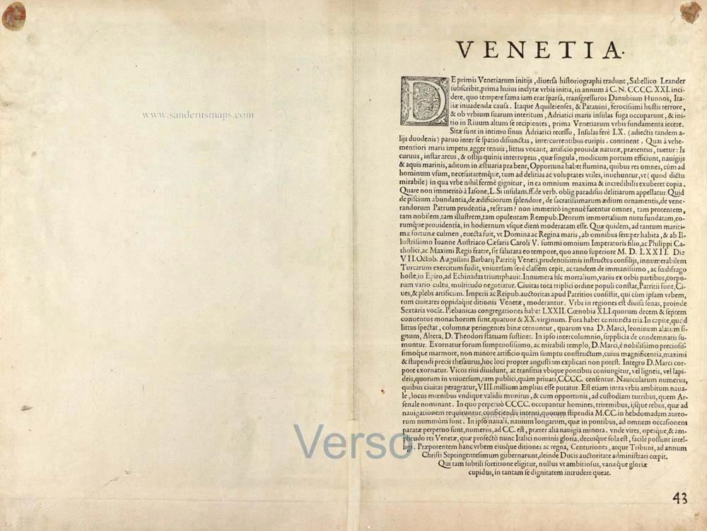 Venice (Venezia) by Georg Braun & Frans Hogenberg.