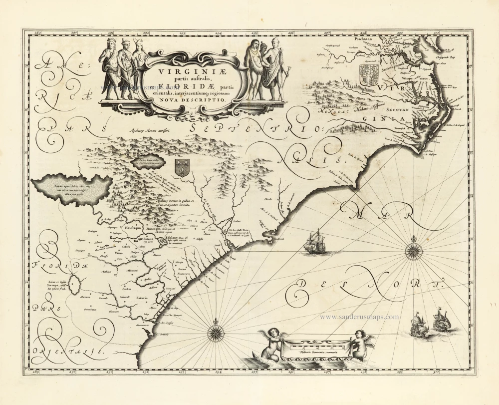 Carolinas and Georgia by Johannes Janssonius.