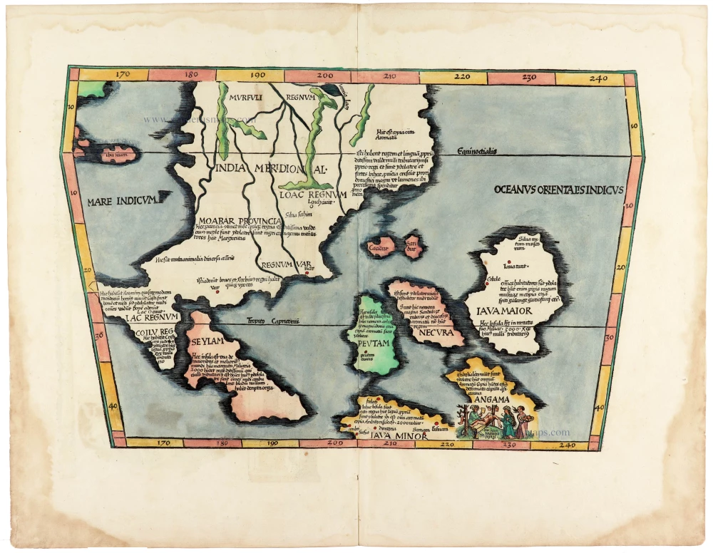 Ptolemy map of Southeast Asia by Lorenz Fries, after Martin Waldseemüller.